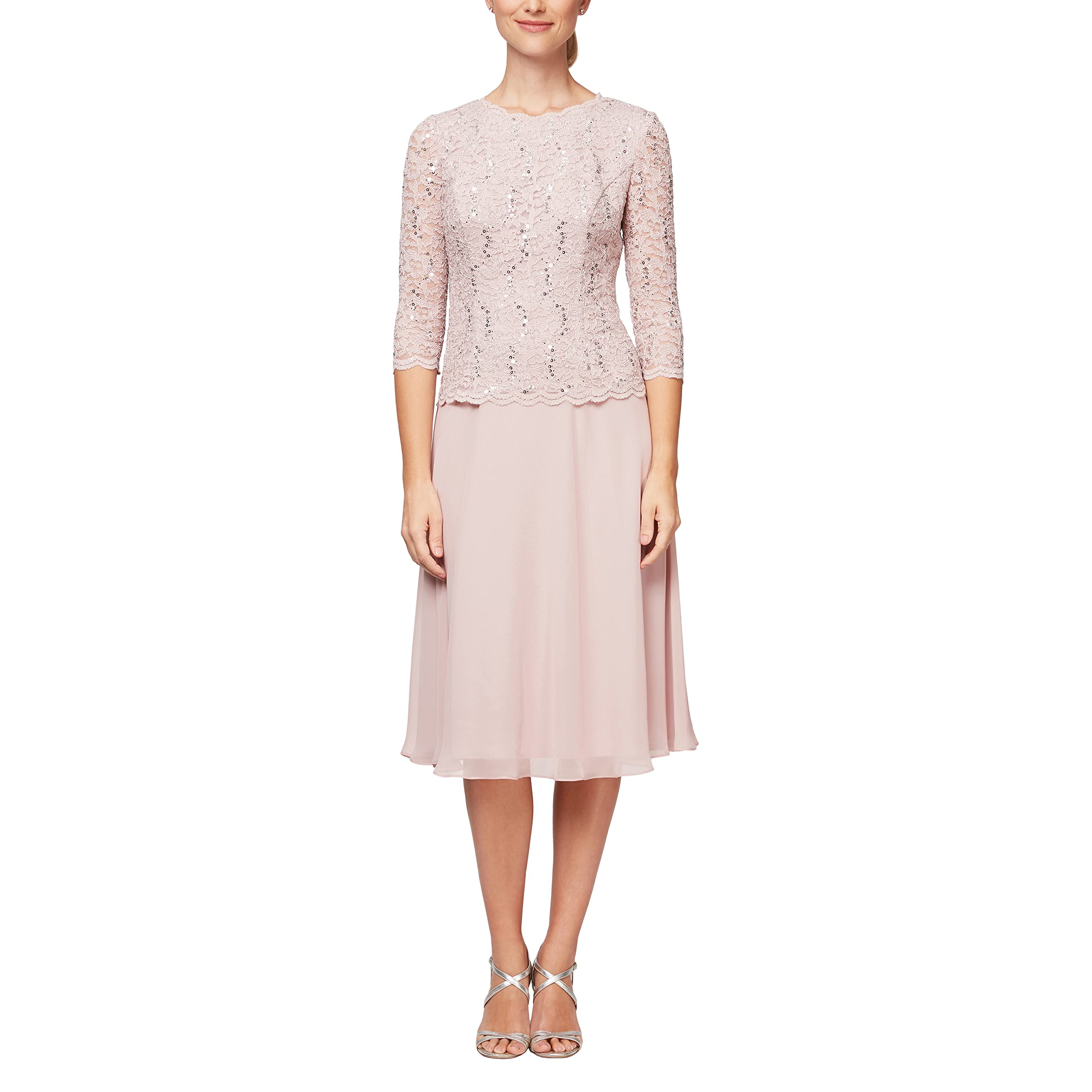 Mother of the Bride or Groom Dresses Tea Length Chiffon Sequin Formal Dress Wedding Guests Dresses