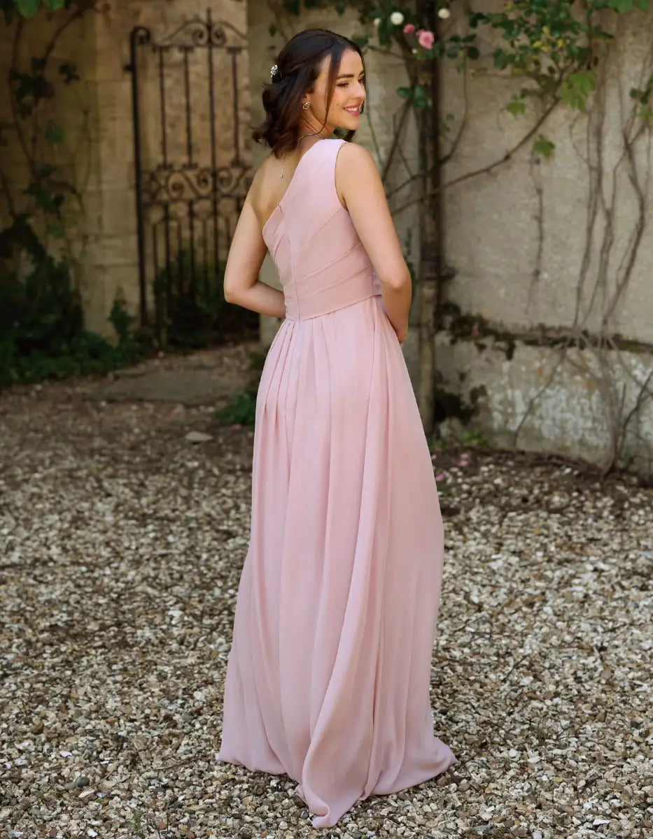 this elegant one-shoulder draped dress is cool & contemporary