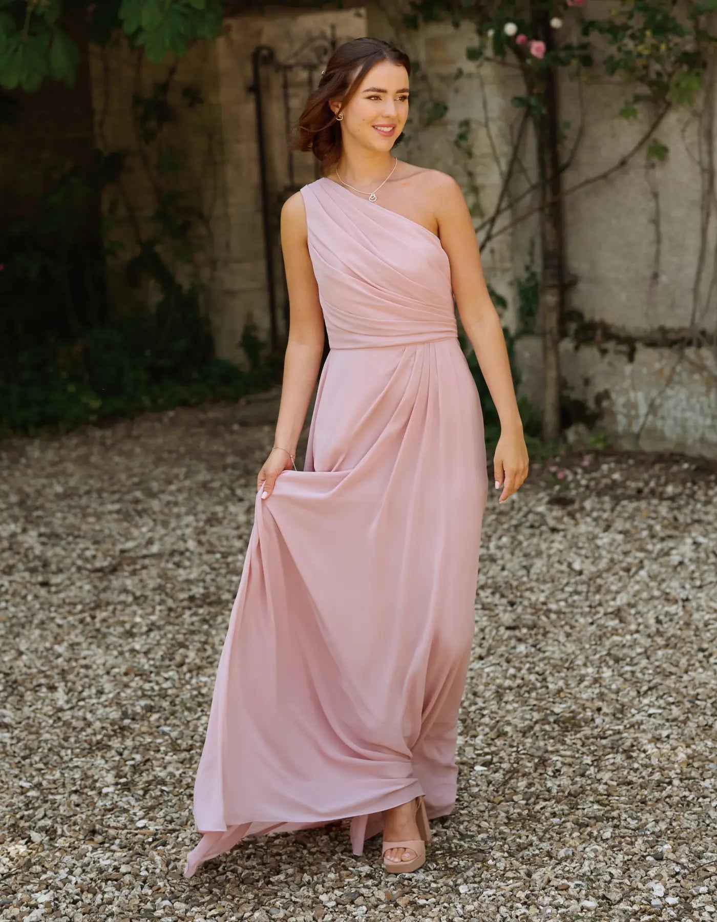this elegant one-shoulder draped dress is cool & contemporary