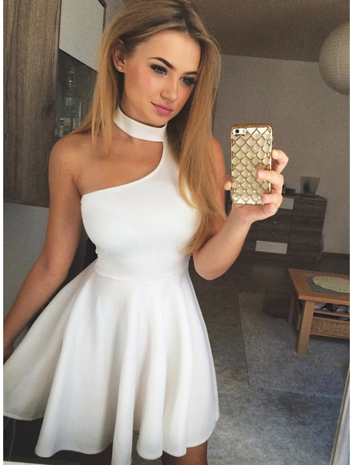 A-Line Elegant Vintage Party Wear Cocktail Party Dress Off Shoulder Short Sleeve Knee Length Spandex with Sleek