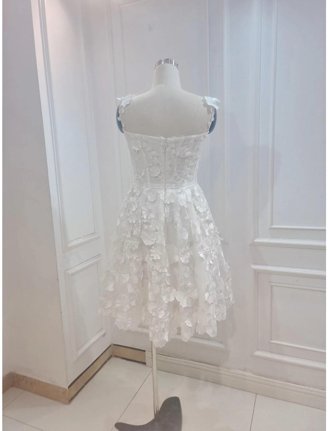 A-Line Cocktail Dresses Floral Dress Summer Garden Party Short / Mini Sleeveless Spaghetti Strap Tulle with Appliques