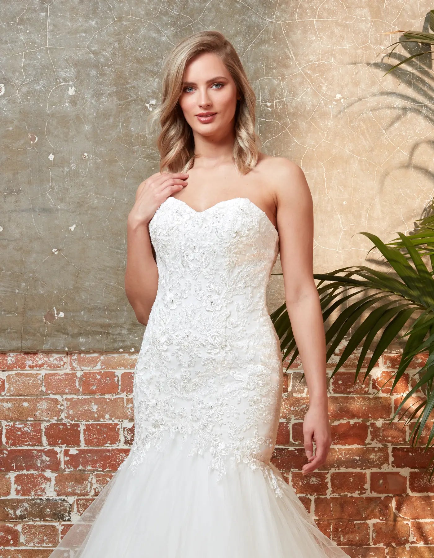 DingJiDress strapless lace mermaid with waterfall skirt