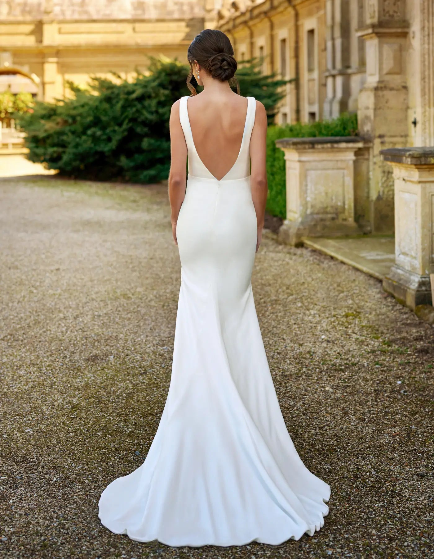 a simple crepe gown with beaded details
