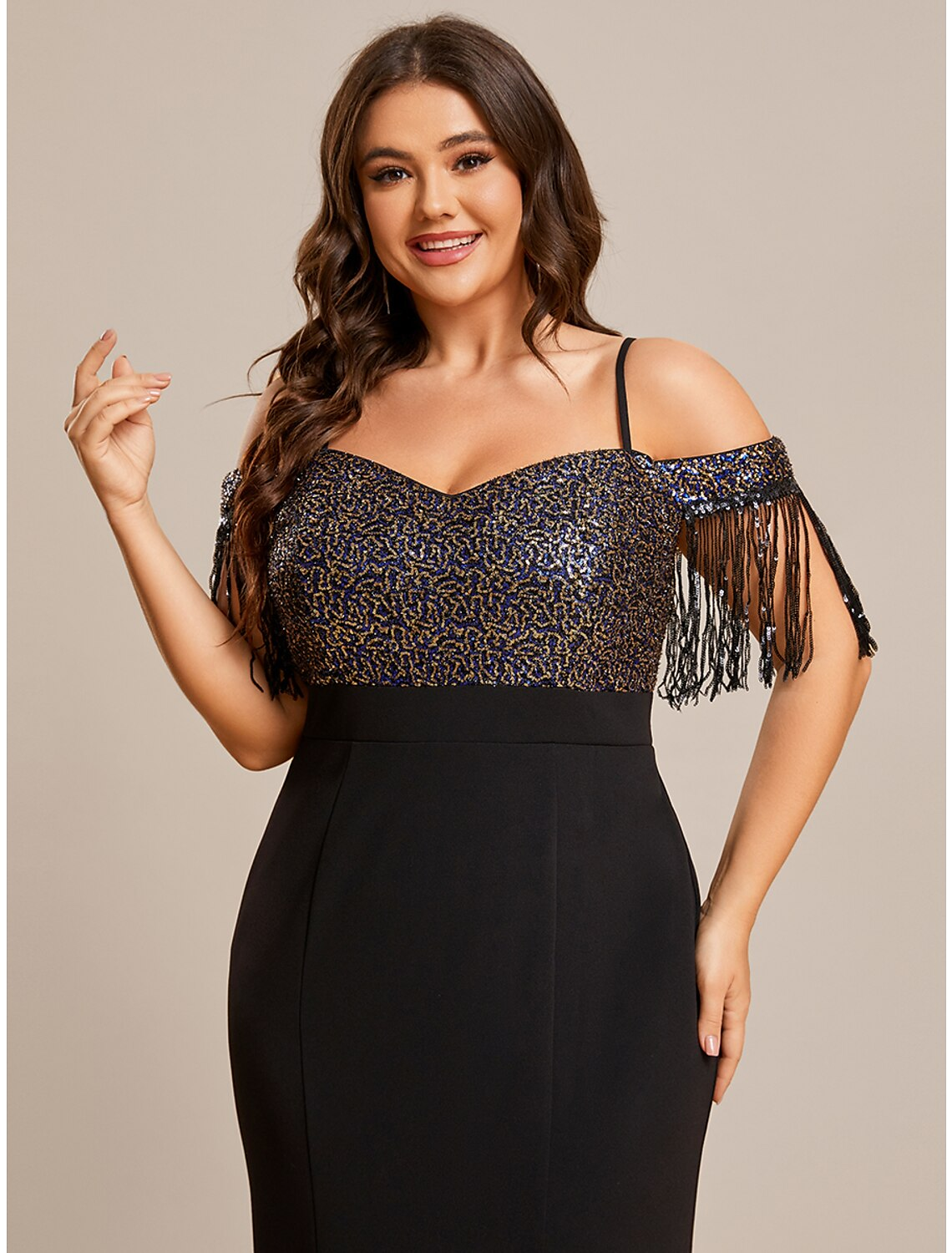 Wedding Guest Dresses Dress Formal Floor Length Short Sleeve Off Shoulder Stretch Fabric with Tassel