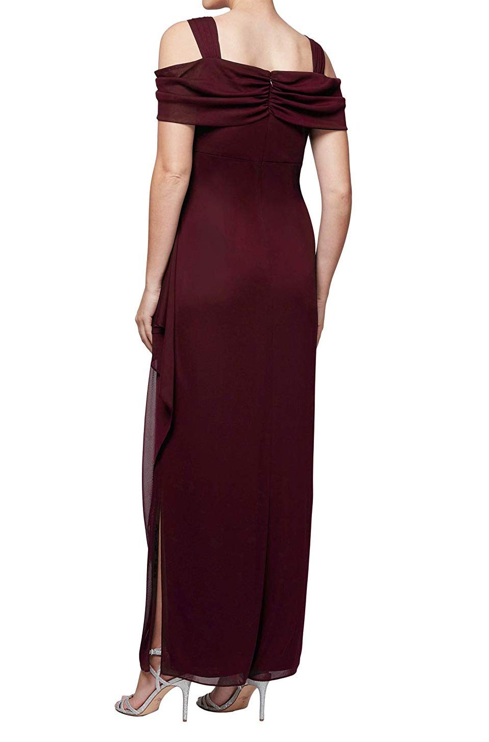 DingJiDress Mother of the Groom / Bride Dresses Side Fork Women's Long Cold Shoulder Dress Bead String Formal Dresses Wedding Guest Dress