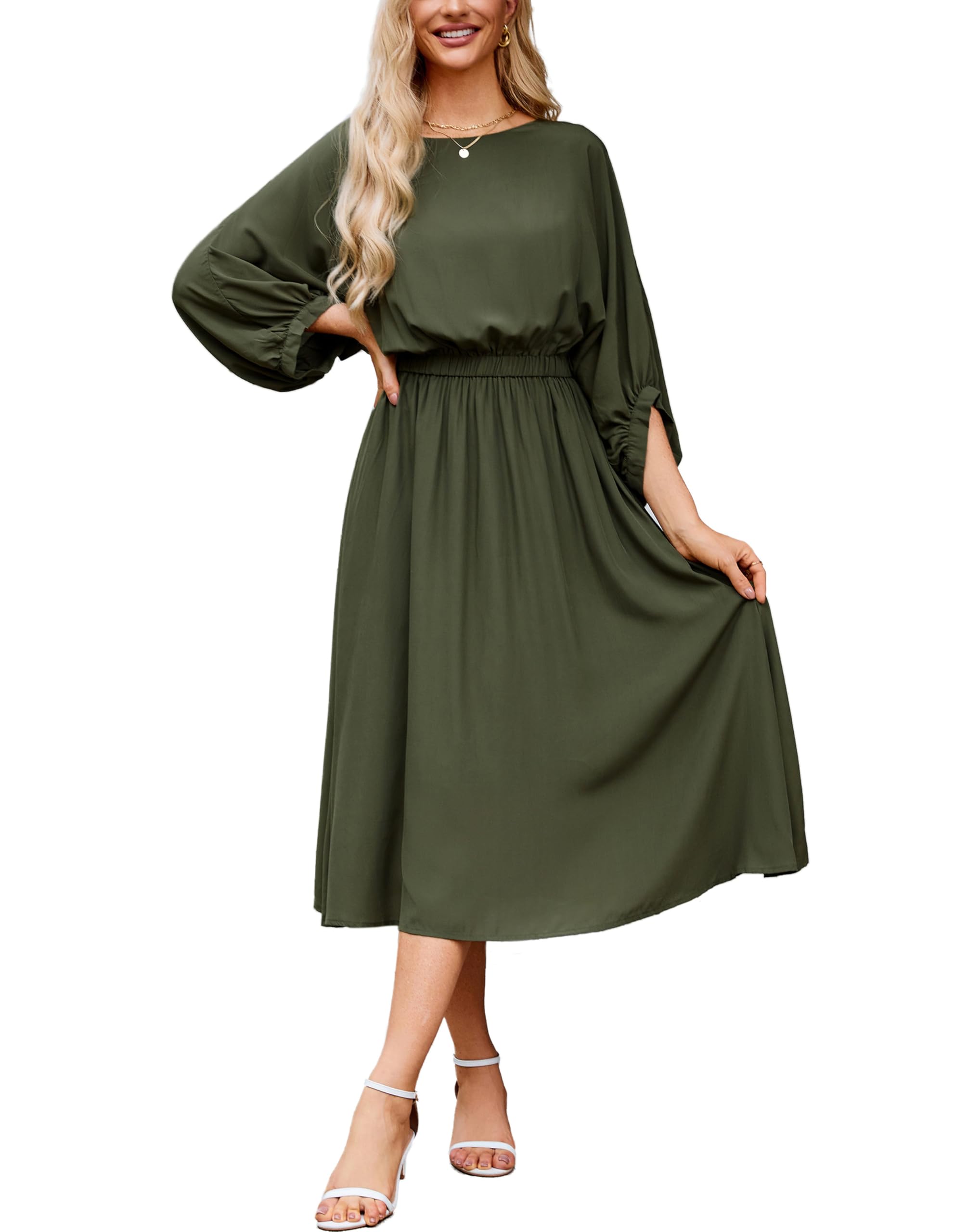 Mother of the Bride or Groom Dresses Women's Casual Dresses Batwing 3/4 Sleeve Elegant Dress Formal Dress Wedding Guests Dresses