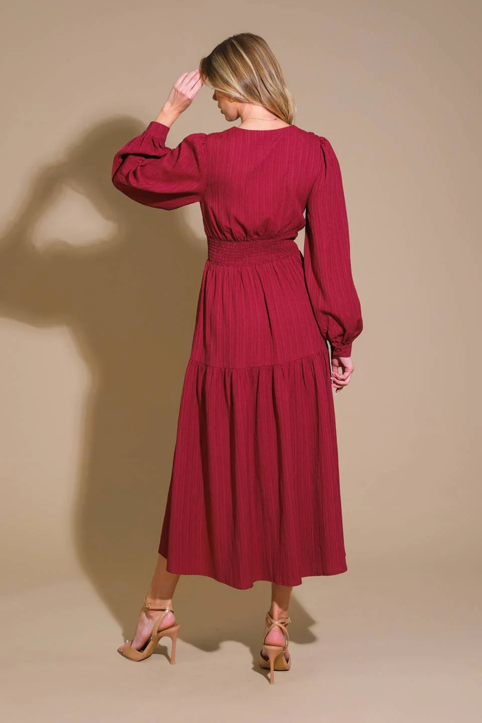 DingJiDress November December Wedding Guest Dress Fashion Deep V Neck Long Sleeves Elegant Plus Size Formal Dresses Party Dress