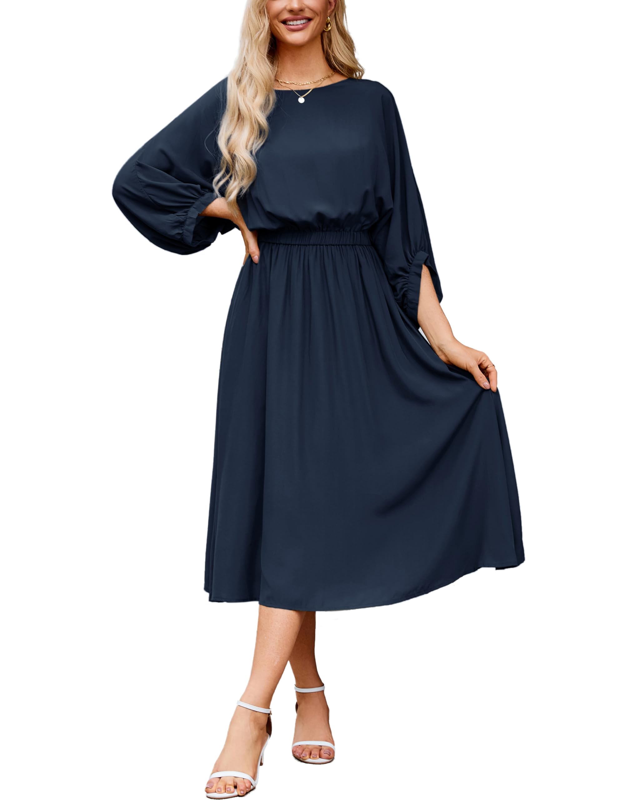 Mother of the Bride or Groom Dresses Women's Casual Dresses Batwing 3/4 Sleeve Elegant Dress Formal Dress Wedding Guests Dresses