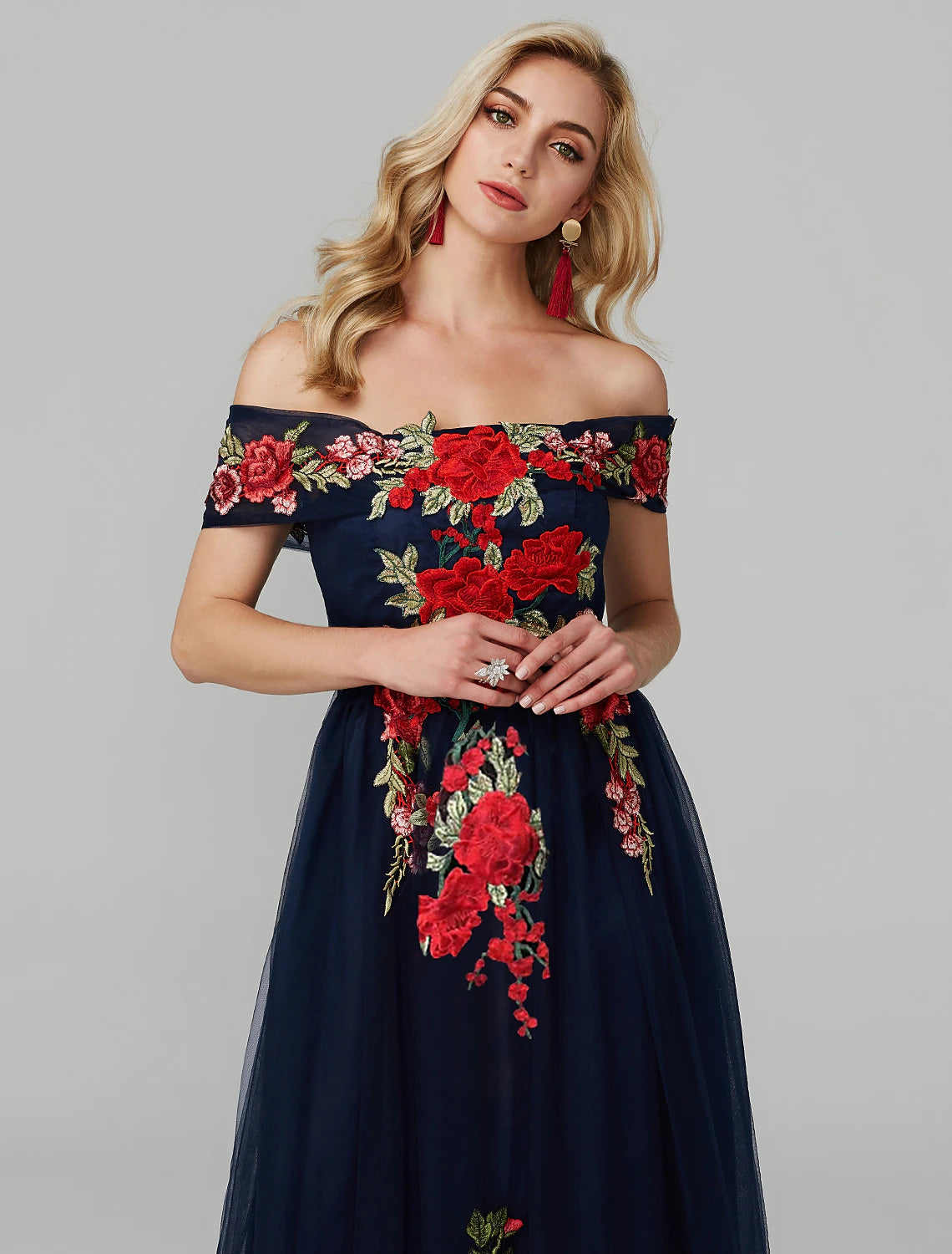 A-Line Hot Dress Wedding Guest Asymmetrical Sleeveless Illusion Neck Tulle with Appliques