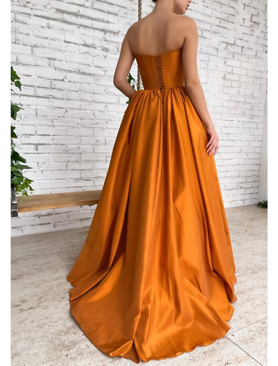 Ball Gown Evening Gown Corsets Dress Engagement Formal Evening Sweep / Brush Train Sleeveless Strapless Satin