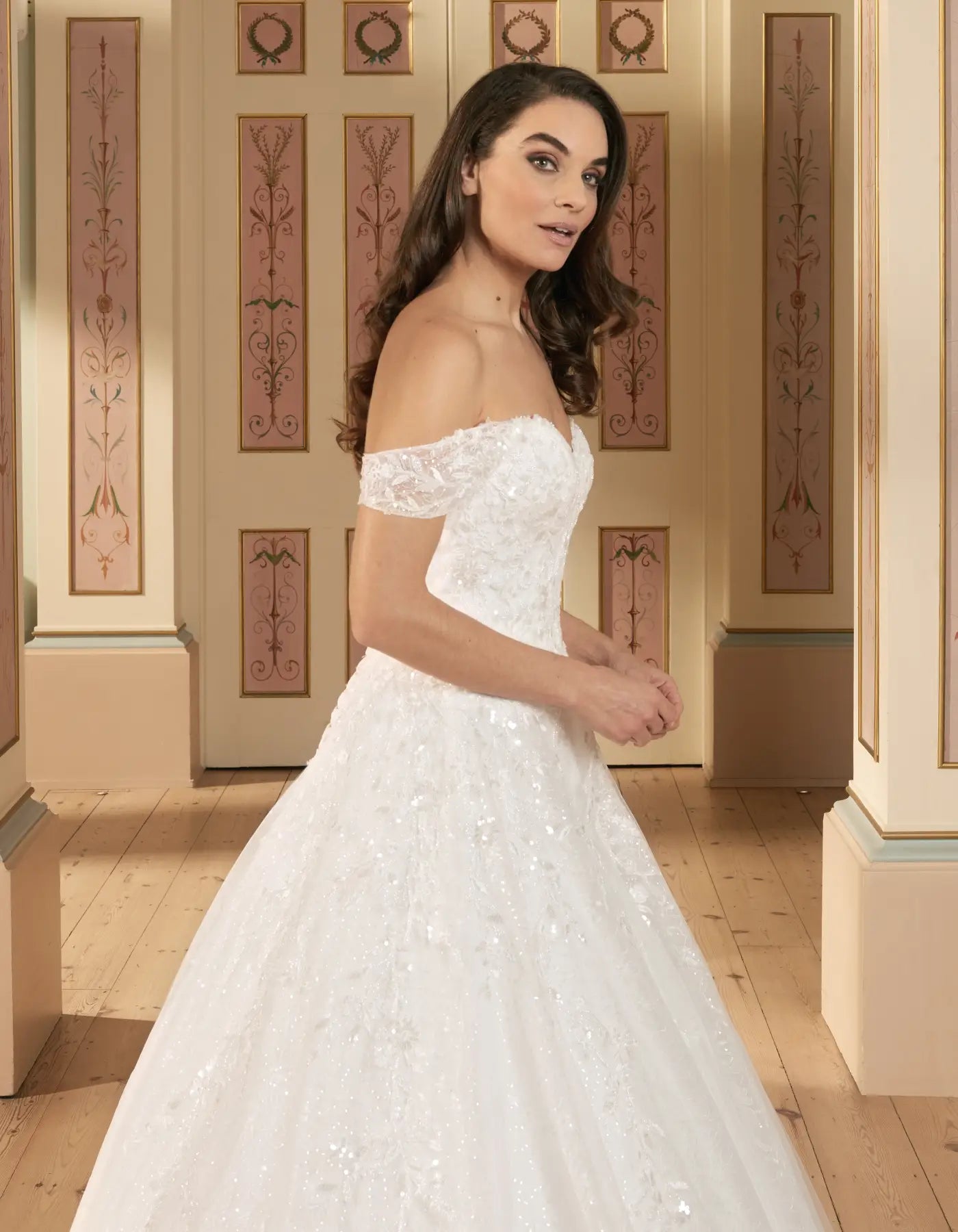 DingJiDress deluxe off-the-shoulder a-line with sparkling lace