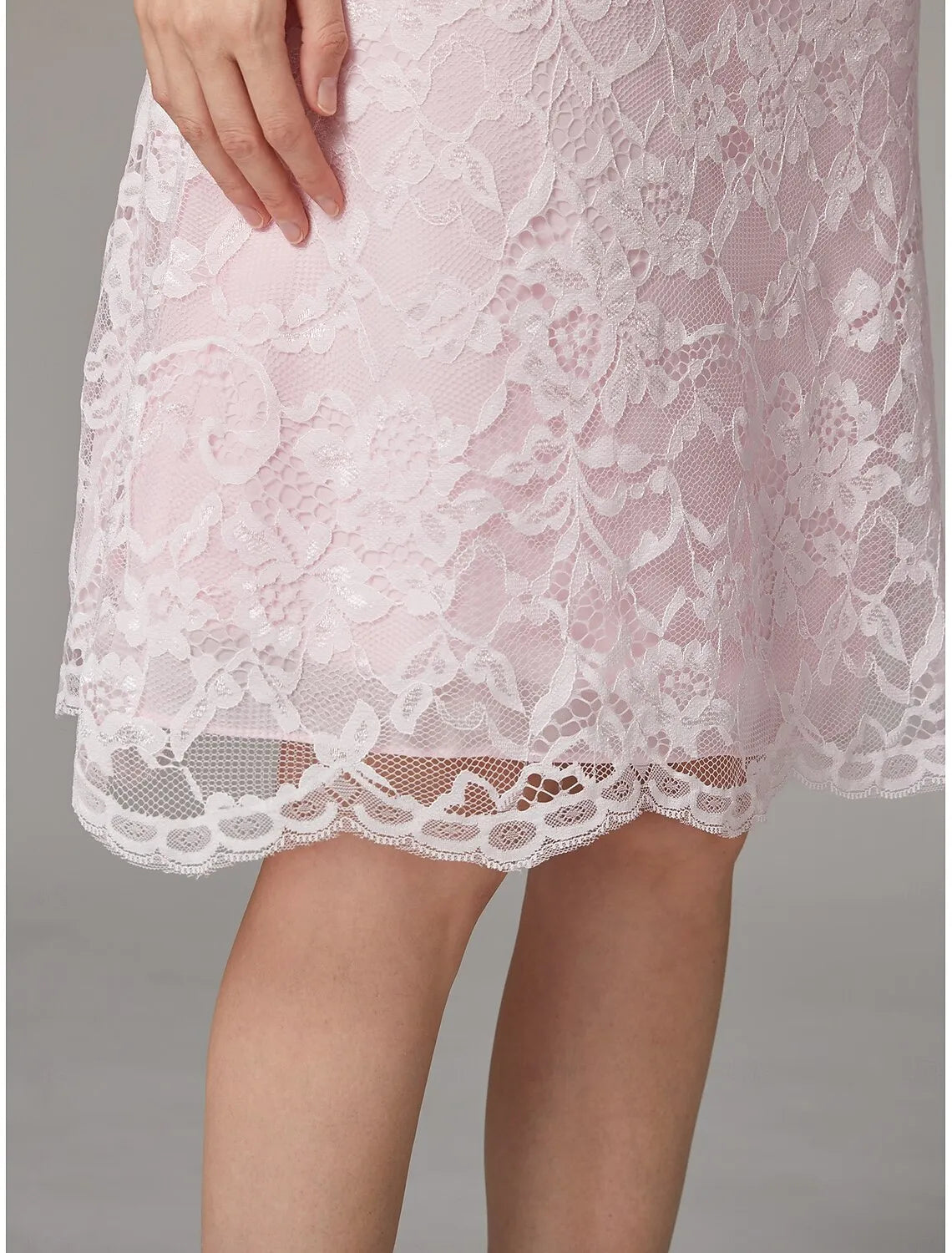 DingJiDress November December Autumn Winter Wedding Guest Dress A-Line Dress Suit Elegant Plus Size Jewel Neck Tea Length Lace Mother of the Groom / Bride Dresses