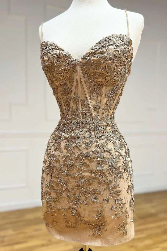 DingJiDress Hot Pink Graduation Dresses Appliques Lace-Up Short Homecoming Dress