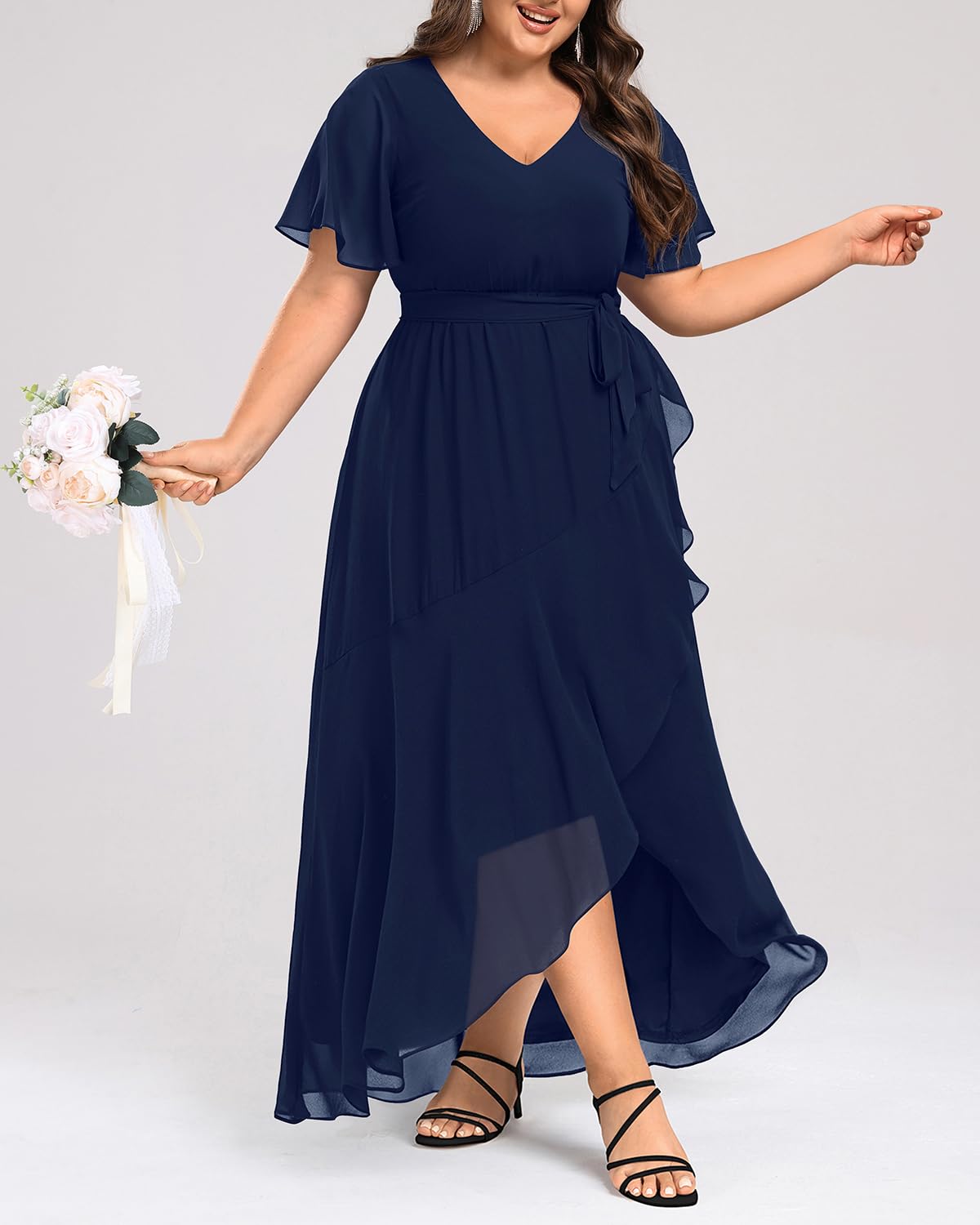 DingJiDress Mother of the Groom / Bride Dresses Womens Plus Size Long Dress Chiffon High Low Split Ruffle Formal Dresses Wedding Guest Dress