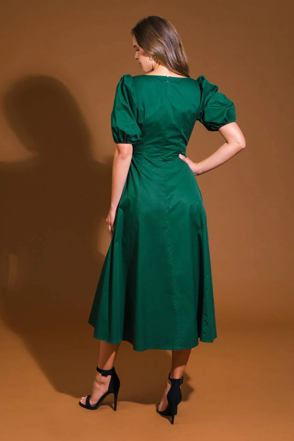 DingJiDress November December Wedding Guest Dress Square Neck short sleeve Medium Long Styles Elegant Formal Simple Party Dress