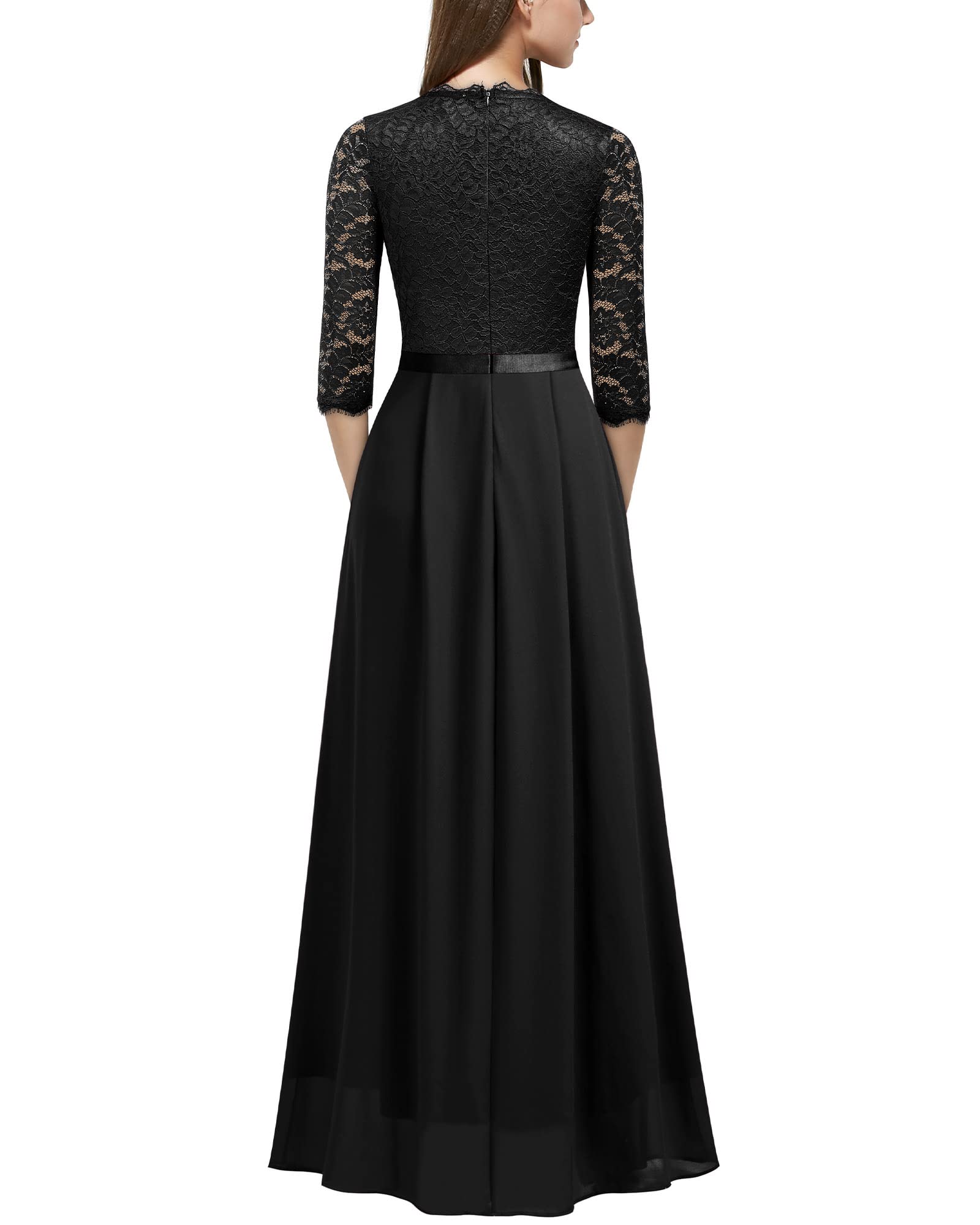 Mother of the Bride or Groom Dresses Floral Lace 2/3 Sleeves Long Dress Formal Dress Wedding Guests Dresses