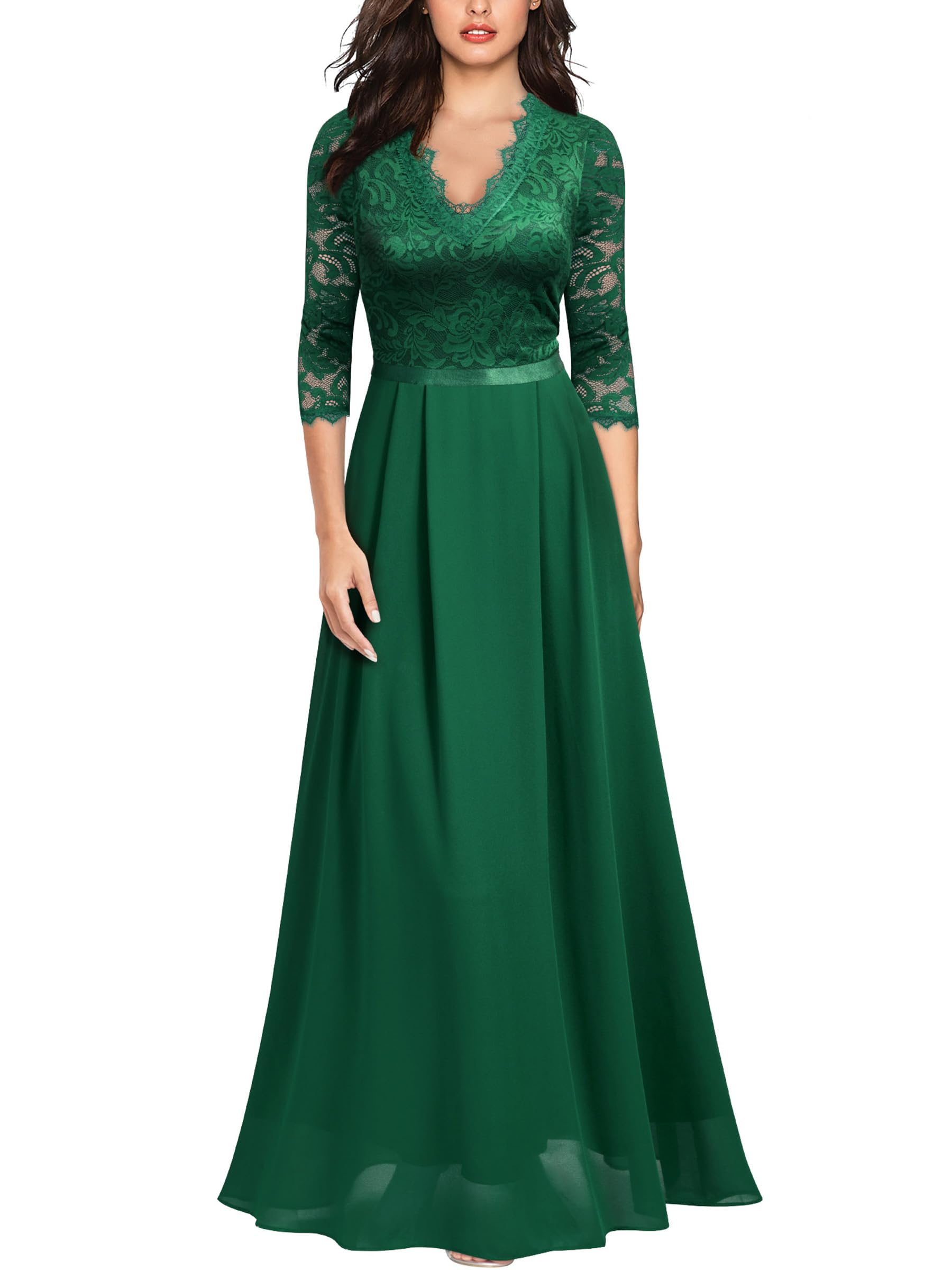 Mother of the Bride or Groom Dresses Floral Lace 2/3 Sleeves Long Dress Formal Dress Wedding Guests Dresses