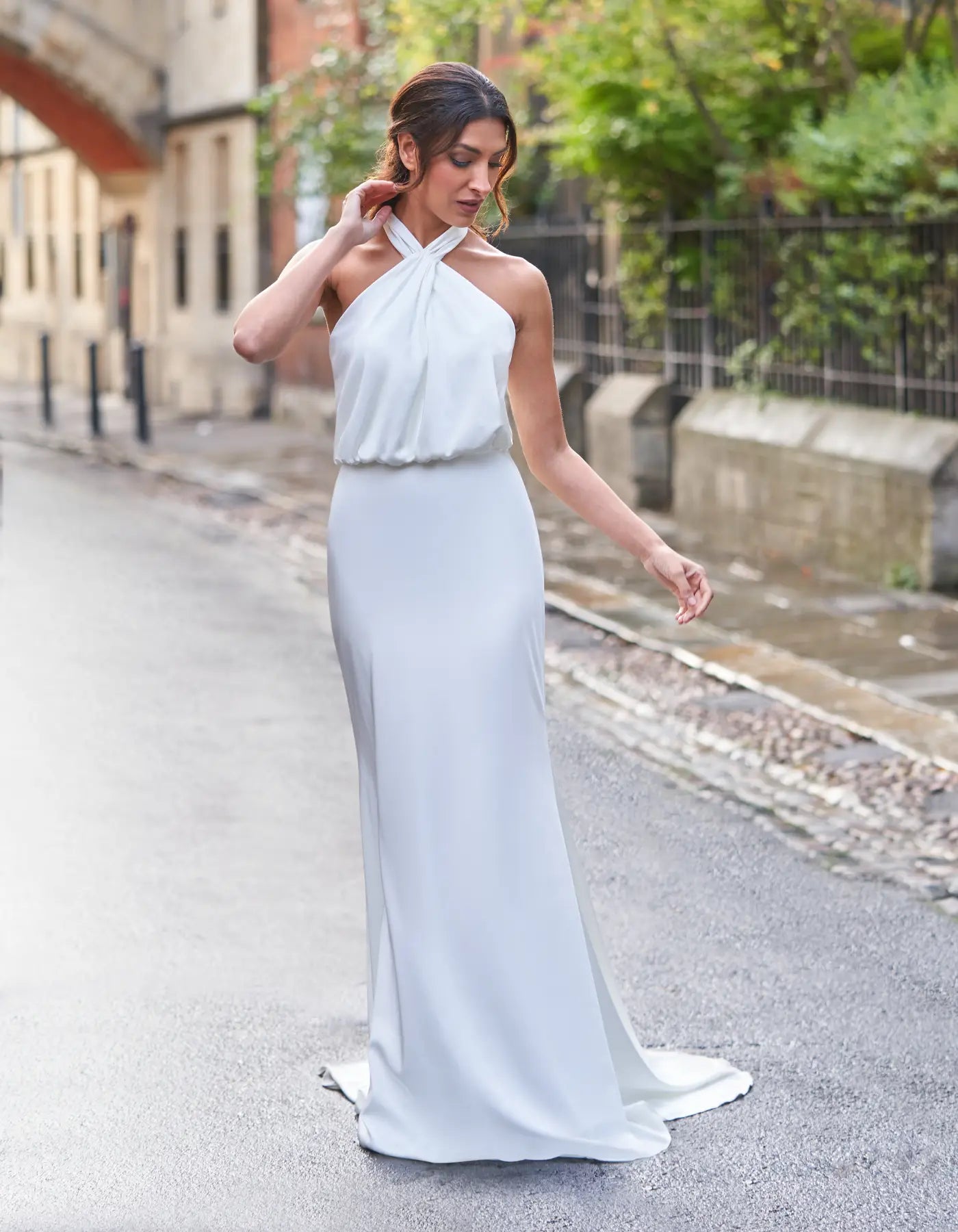 DingJiDress a modern halter neck sheath gown