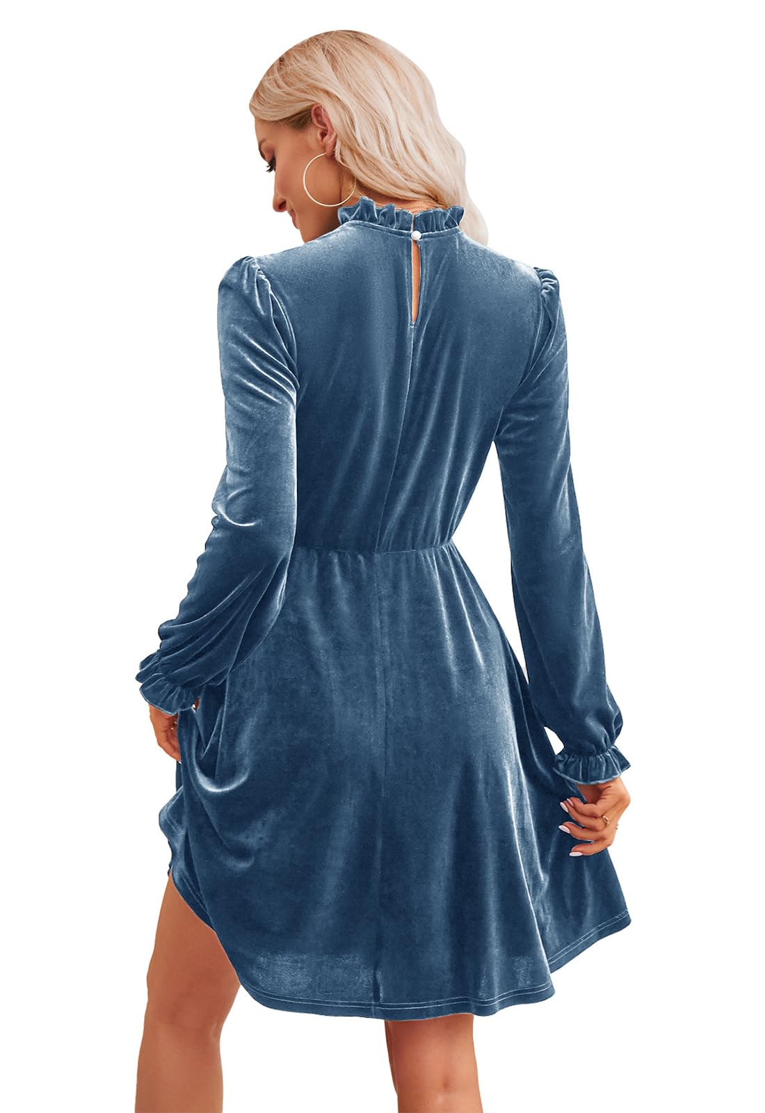 DingJiDress Wedding Guest Dress Women's Velvet Dress Waistline Long Sleeve Short Wrap Tunic Formal Wear Dresses Evening Dress