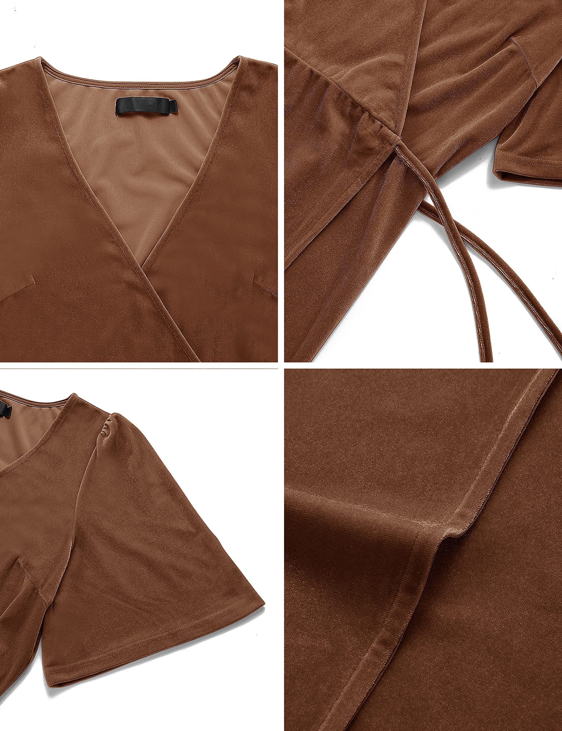 DingJiDress Wedding Guest Dress Women's V Neck Wrap Velvet Maxi Dress Bell Sleeve Split Bridesmaid Cocktail Party Dresses Formal Wear Dresses Evening Dress