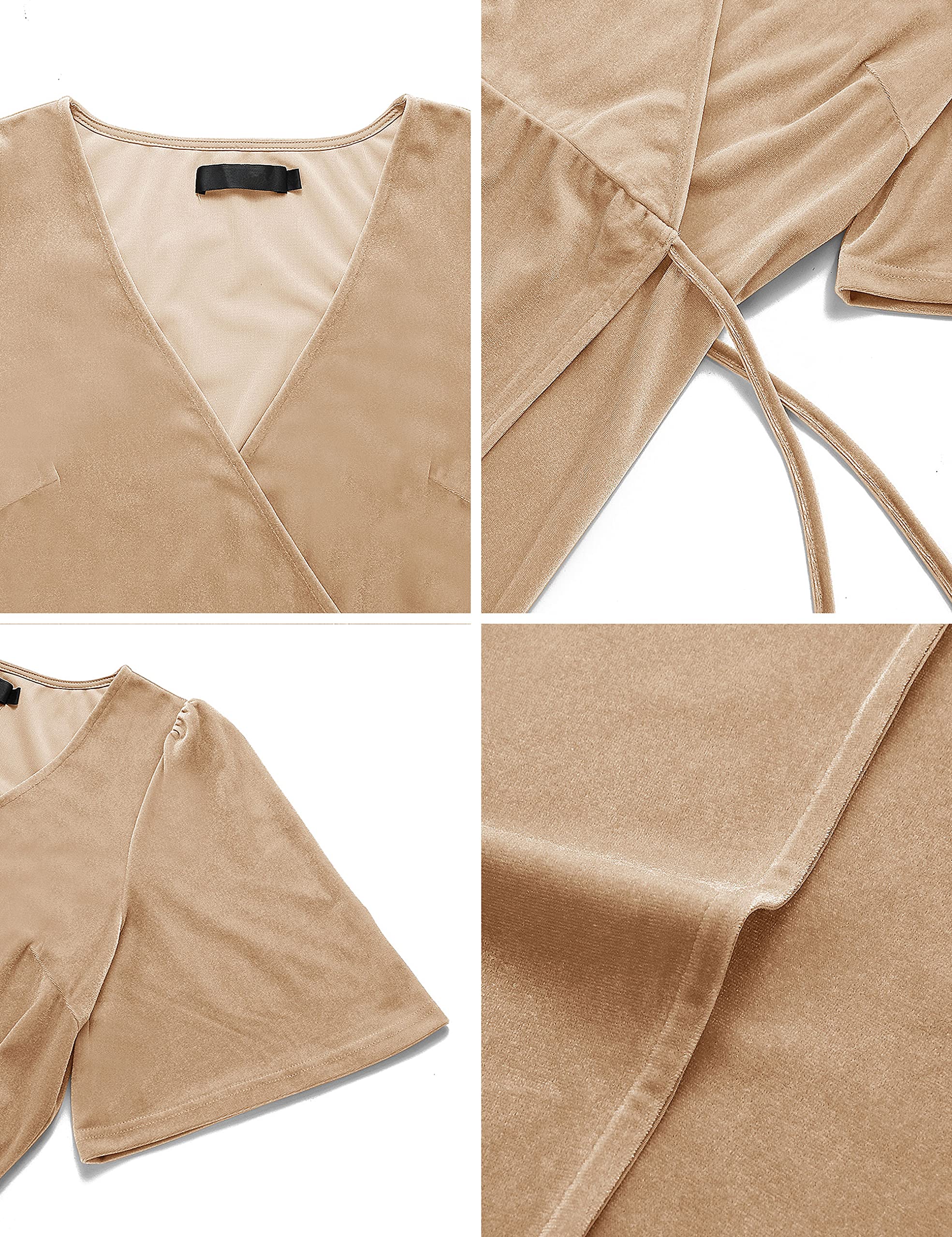 DingJiDress Wedding Guest Dress Women's V Neck Wrap Velvet Maxi Dress Bell Sleeve Split Bridesmaid Cocktail Party Dresses Formal Wear Dresses Evening Dress