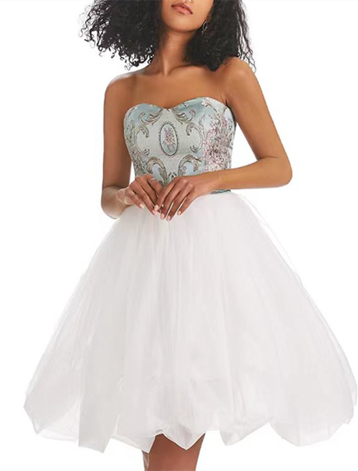 A-Line Homecoming Dresses Color Block Dress Graduation Birthday Short / Mini Sleeveless Strapless Tulle