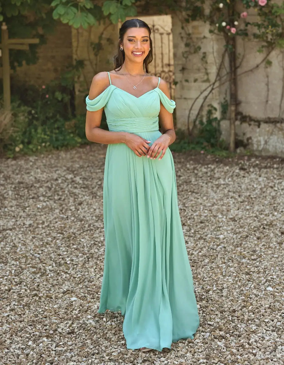 a super flattering chiffon dress