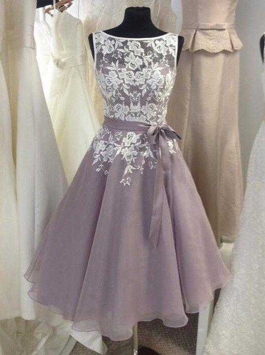 DingJiDress Lace Rustic Chiffon Short Bridesmaid Dresses