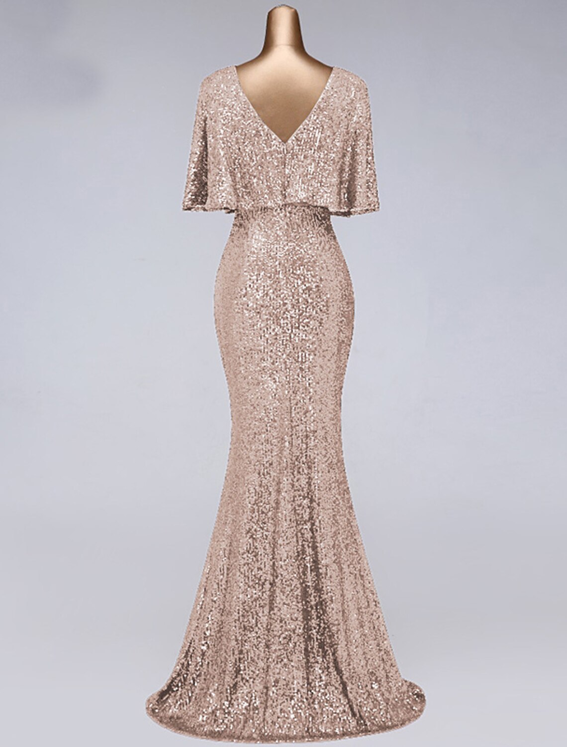 Mermaid / Trumpet Prom Dresses Sparkle Dress Wedding Guest Floor Length Half Sleeve Illusion Neck Sequined with Sequin Ruffles