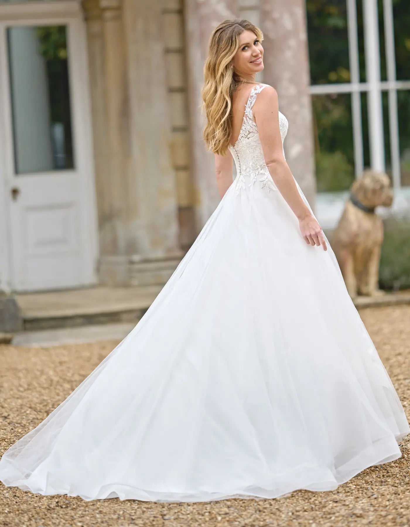 a simple a-line with illusion neckline