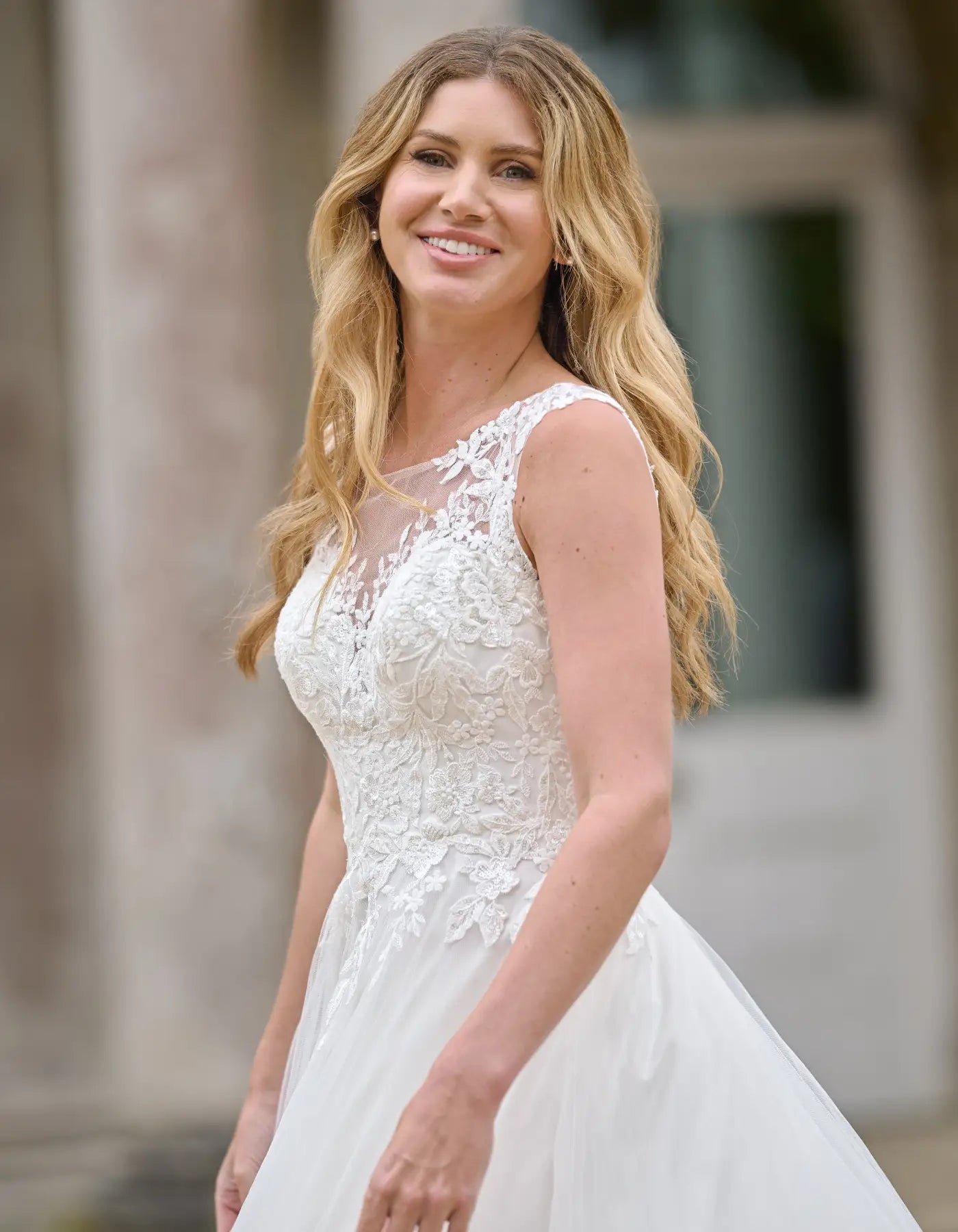 a simple a-line with illusion neckline