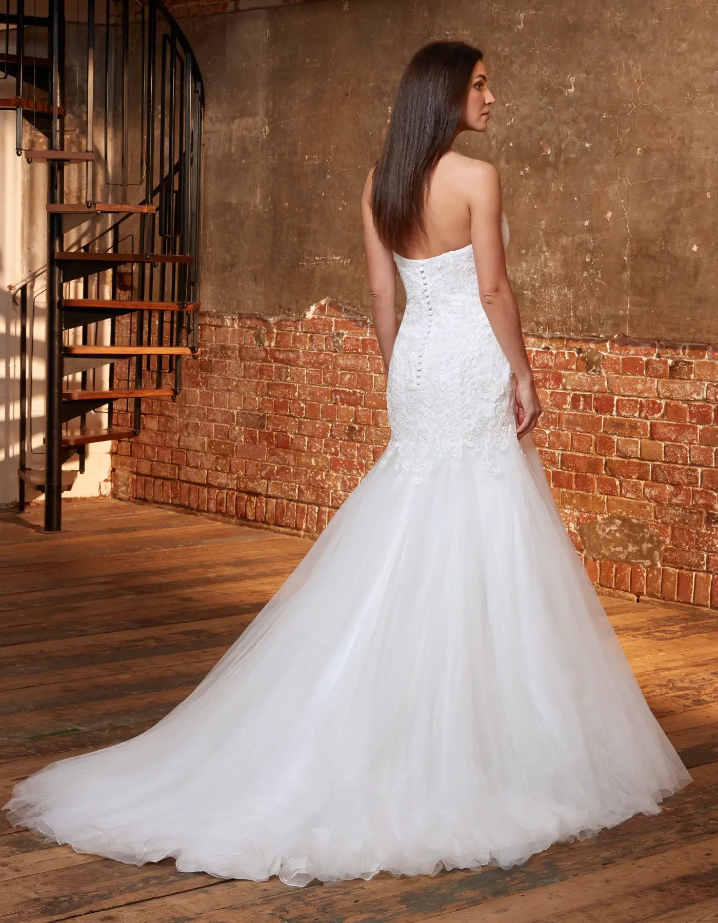 DingJiDress a strapless lace fit and flare in ivory or blush