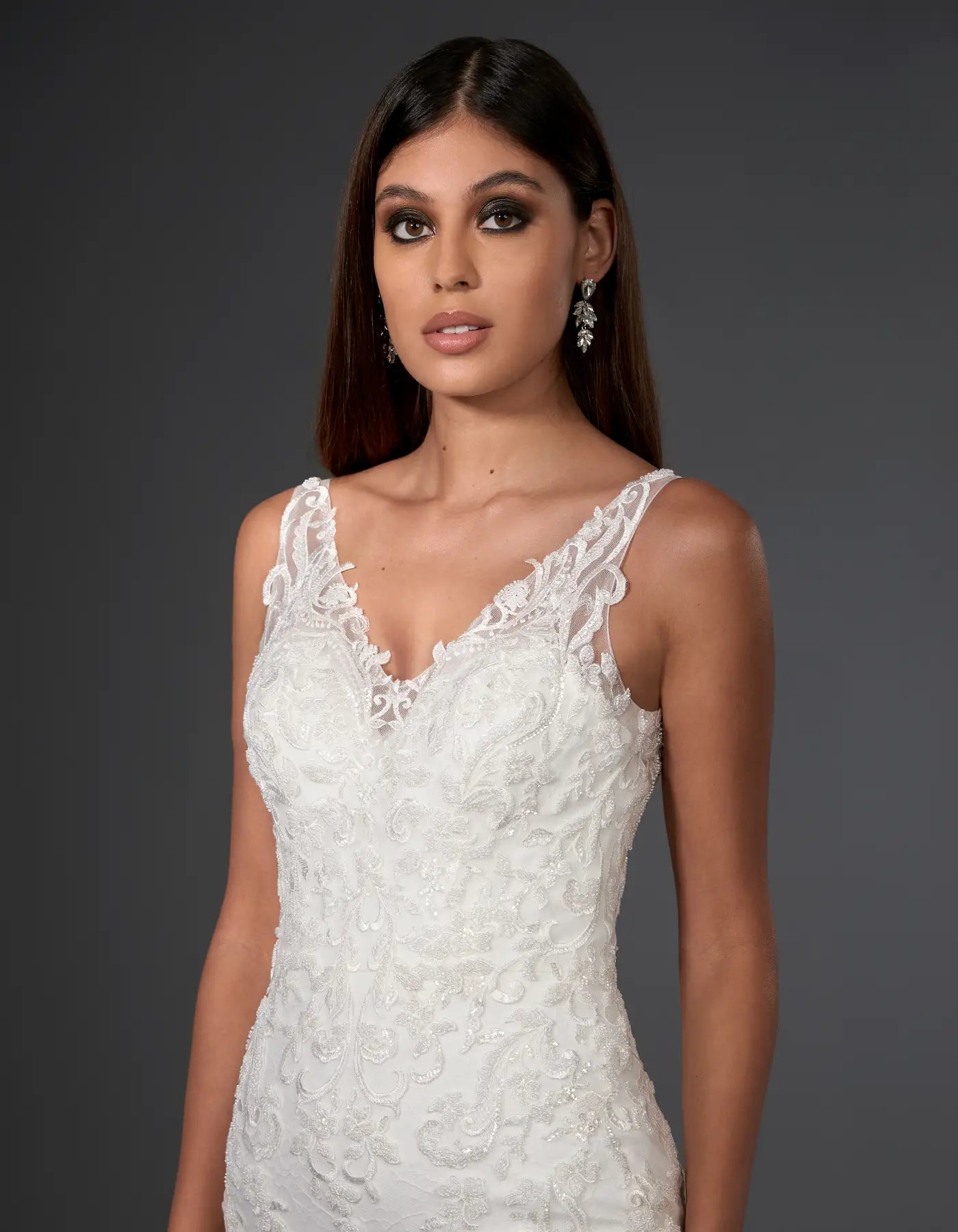 DingJiDress a beaded lace sheath gown Wedding Dresses