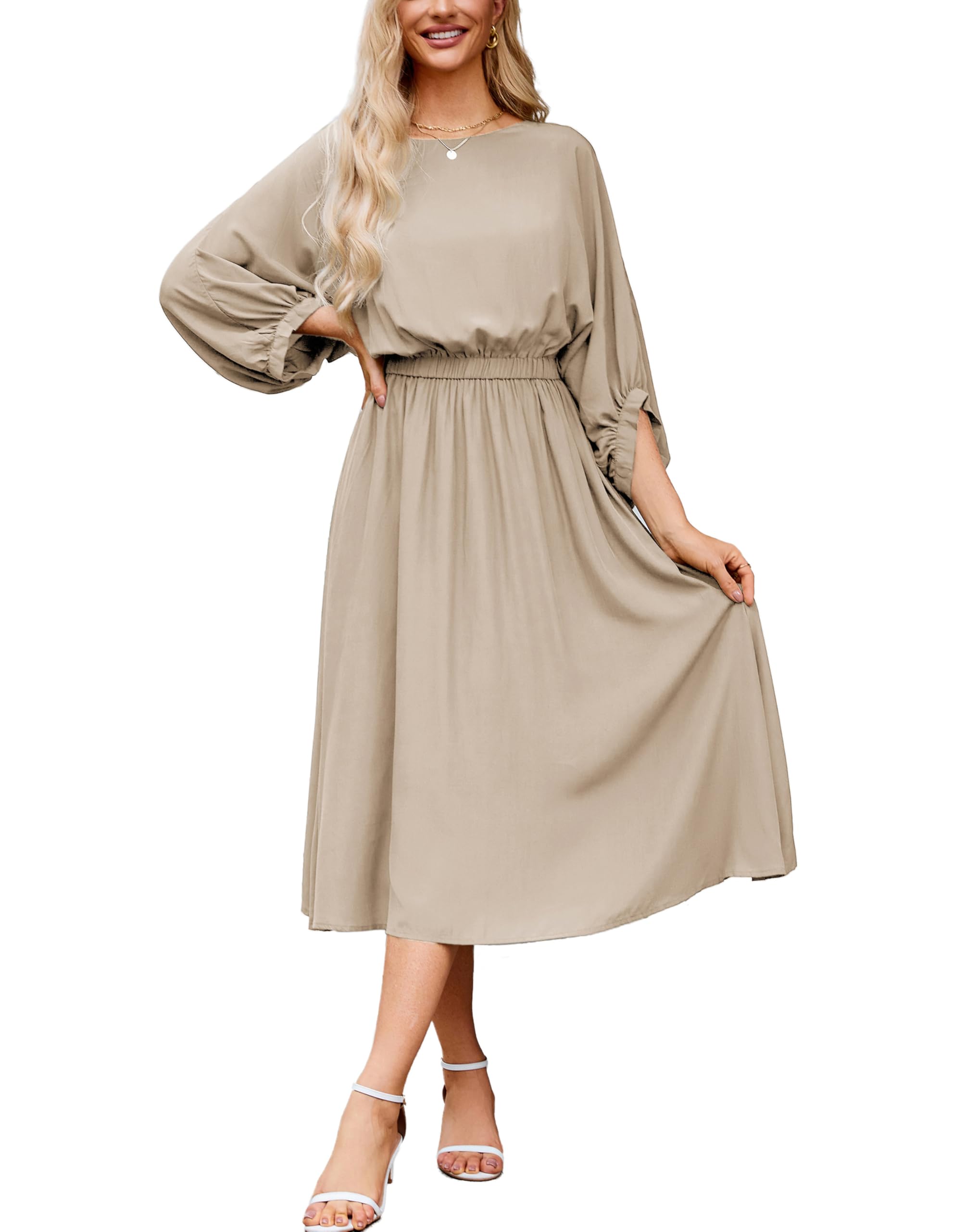 Mother of the Bride or Groom Dresses Women's Casual Dresses Batwing 3/4 Sleeve Elegant Dress Formal Dress Wedding Guests Dresses