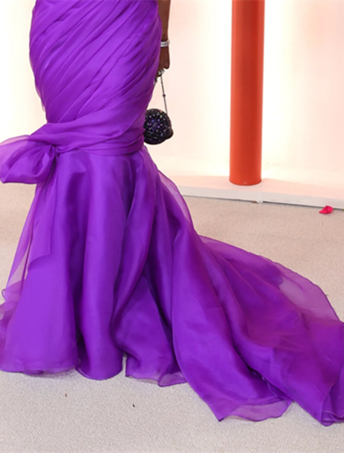 Mermaid / Trumpet Evening Gown Celebrity Style Dress Formal Black Tie Court Train Sleeveless One Shoulder Organza with Ruched