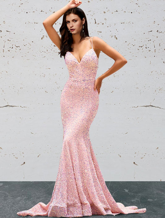 A-Line Prom Dresses Floral Dress Formal Floor Length Sleeveless V Neck Lace with Floral Print