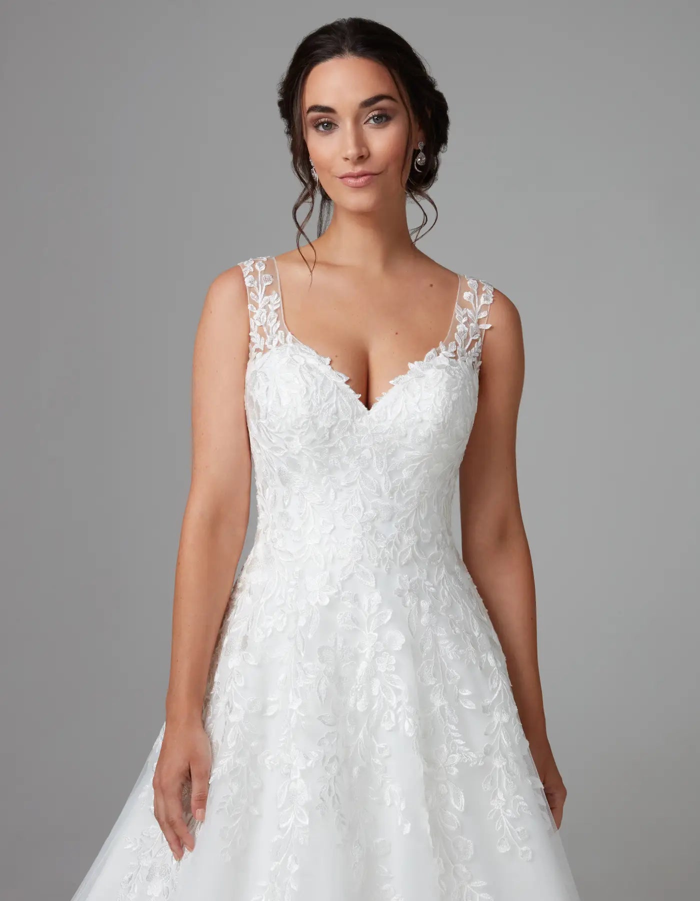 DingJiDressa sparkle-free a-line with lace illusion back