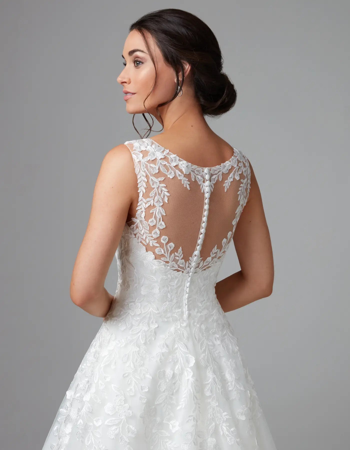 DingJiDressa sparkle-free a-line with lace illusion back