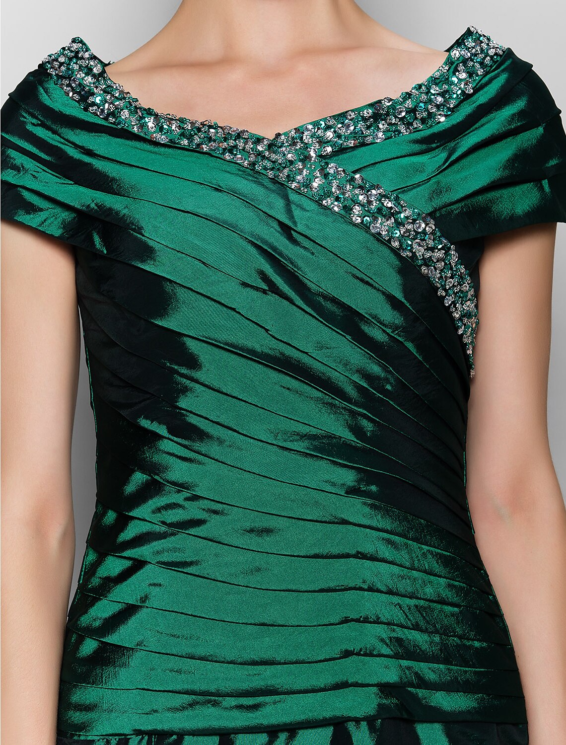 A-Line Mother of the Bride Dress Vintage Inspired V Neck Ankle Length Short Sleeve with Beading Side Draping