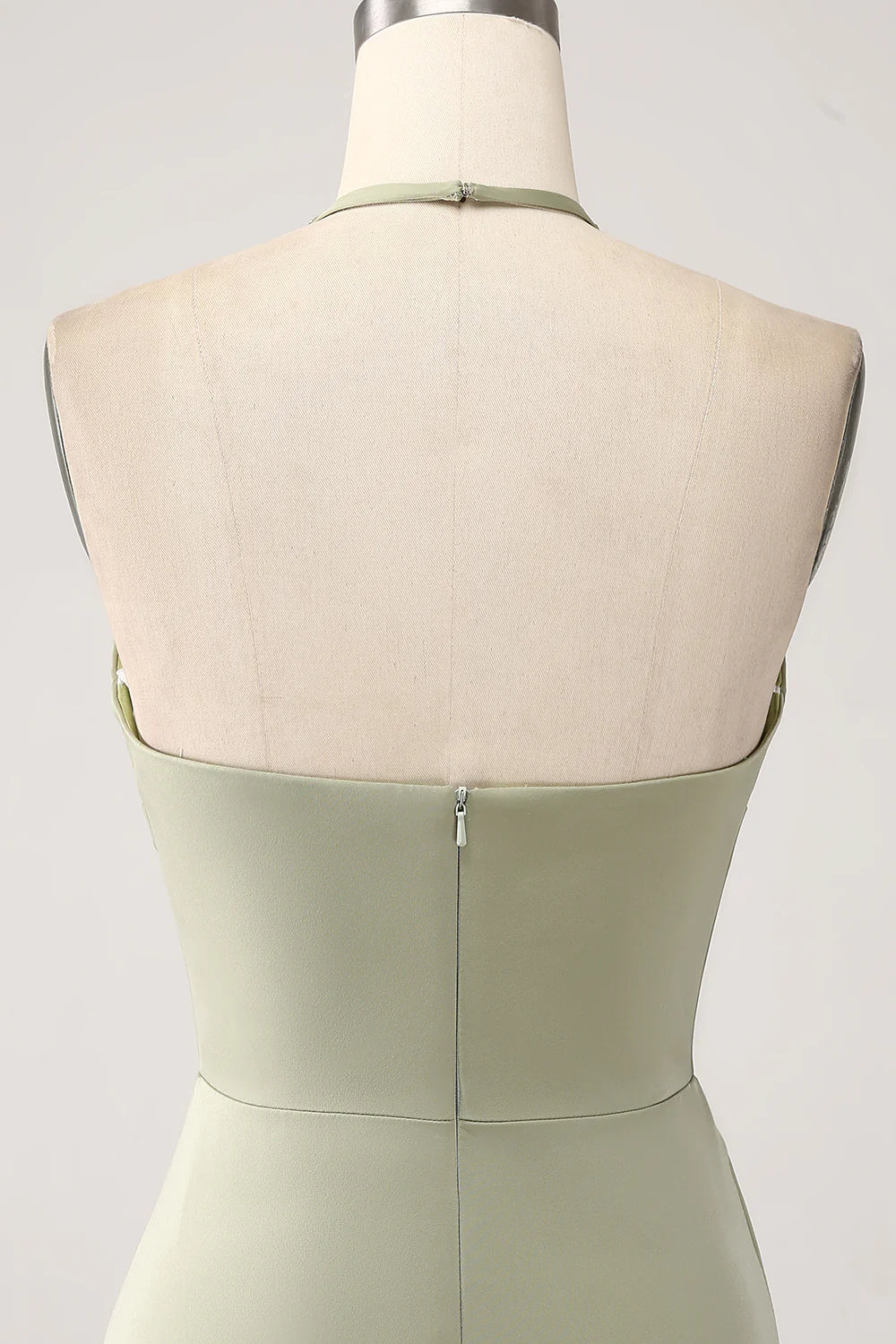 DingJiDress Sheath Pistachio V-Neck Beaded Long Prom Dress With Slit