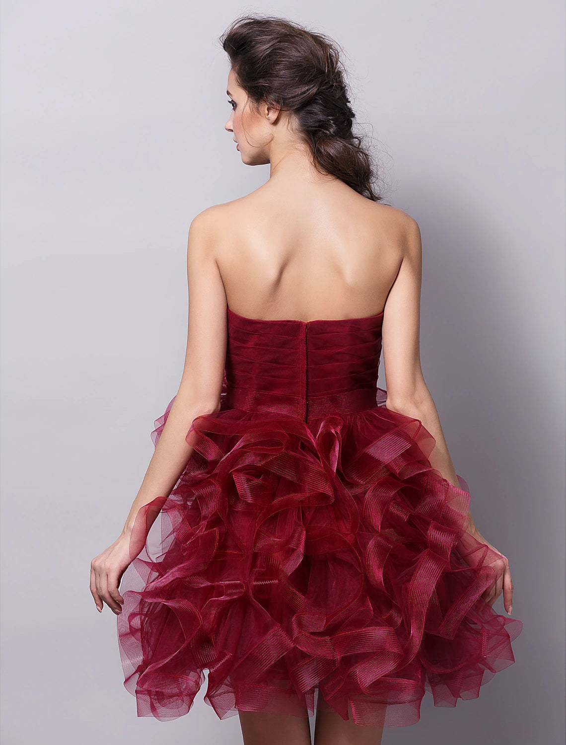 Ball Gown Hot Homecoming Cocktail Party Valentine's Day Dress Strapless Sleeveless Short / Mini Tulle with Ruched