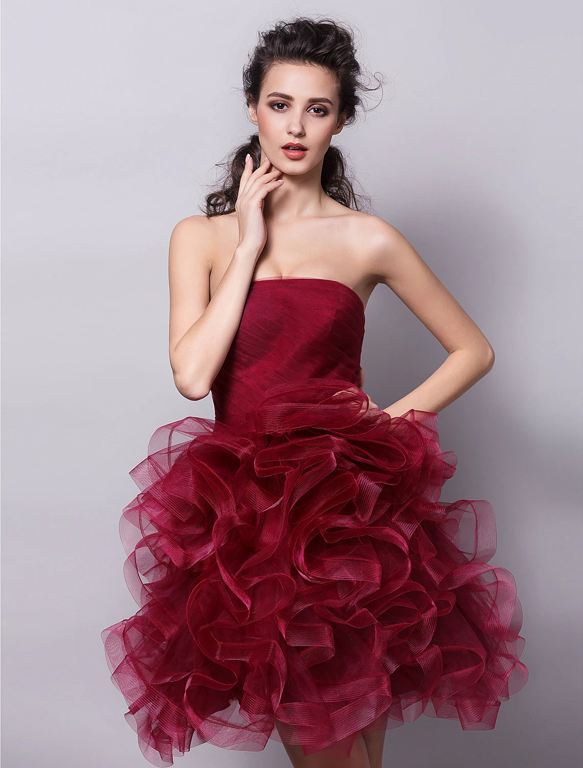 Ball Gown Hot Homecoming Cocktail Party Valentine's Day Dress Strapless Sleeveless Short / Mini Tulle with Ruched