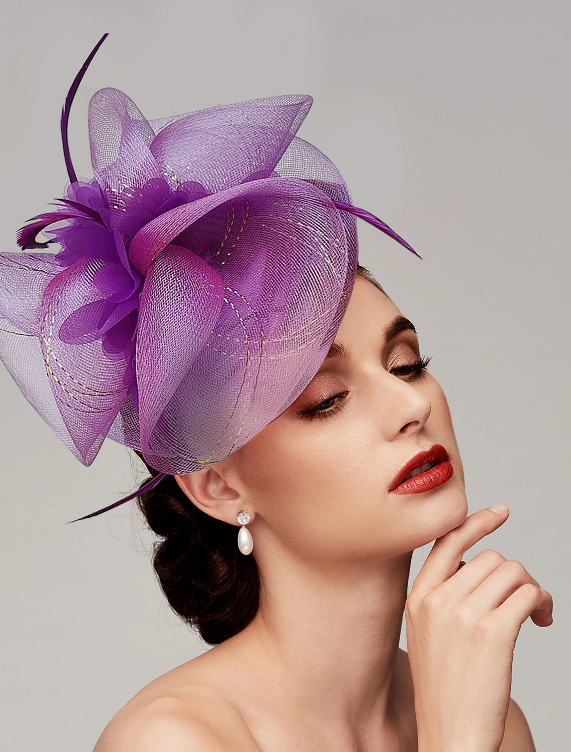 DingJiDress Feathers / Net Fascinators Kentucky Derby Hat/ Headpiece with Feather / Cap / Flower 1 PC Wedding / Valentine's Day / Valentine Headpiece