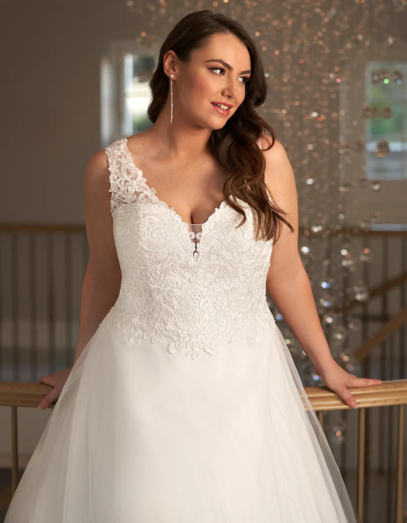 DingJiDress a tulle a-line with matte lace bodice and straps