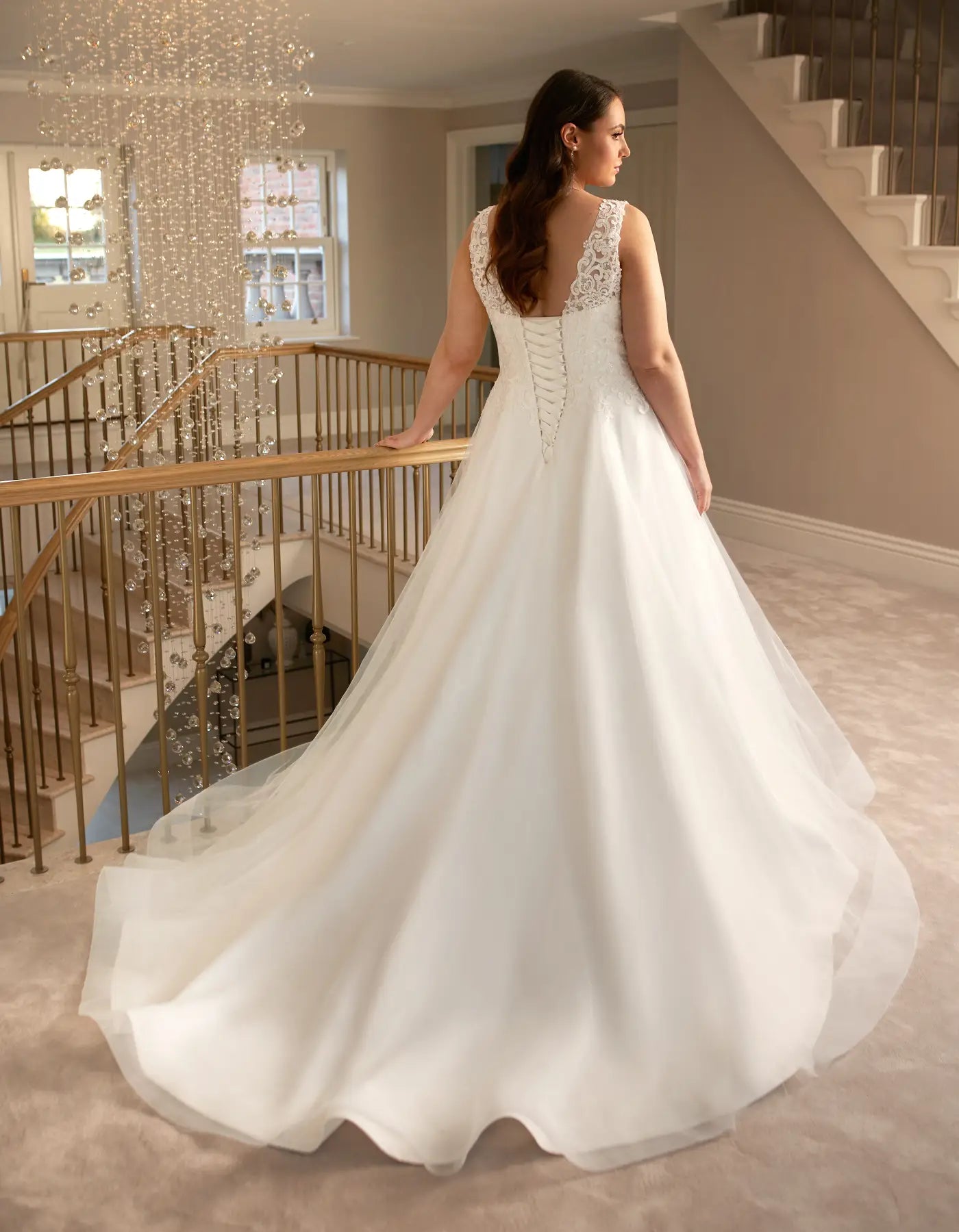 DingJiDress a tulle a-line with matte lace bodice and straps