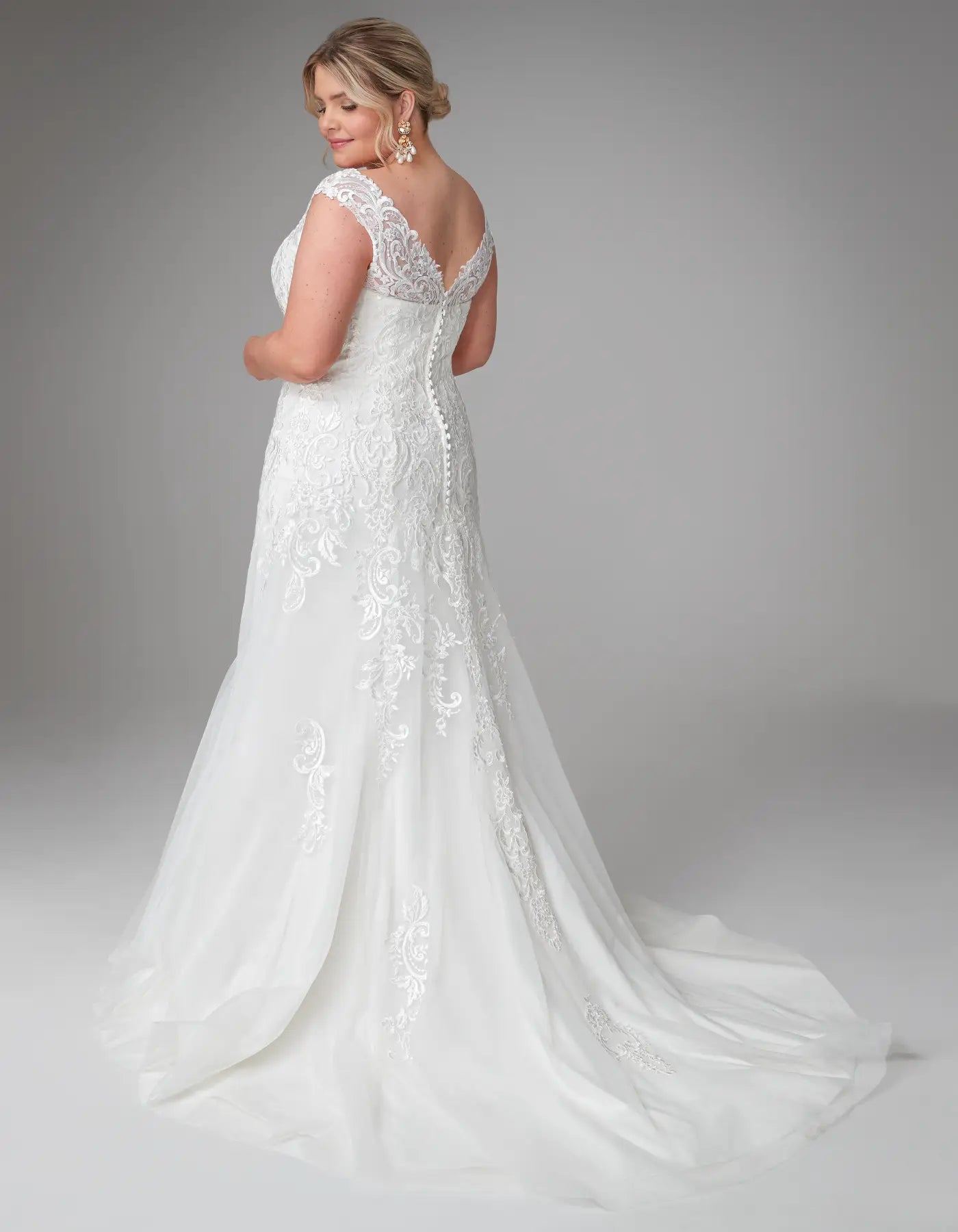 DingJiDress a traditional lace gown with illusion straps Wedding Dresses