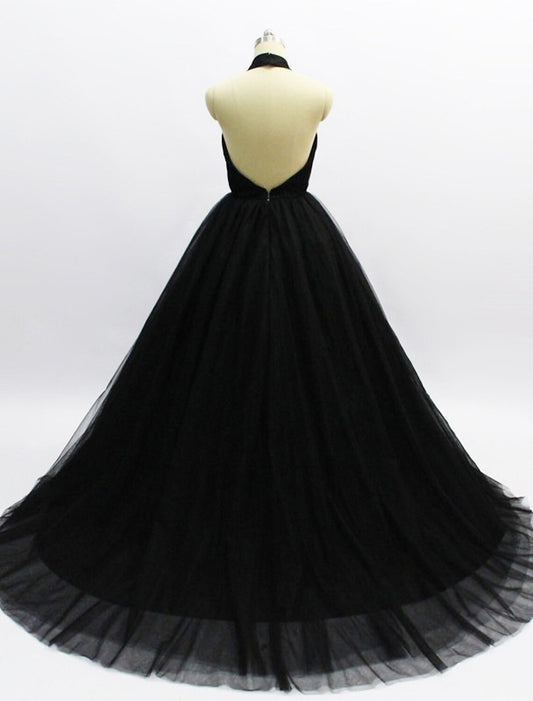 Ball Gown Evening Gown Minimalist Dress Quinceanera Formal Evening Court Train Sleeveless Sweetheart Tulle with Sleek