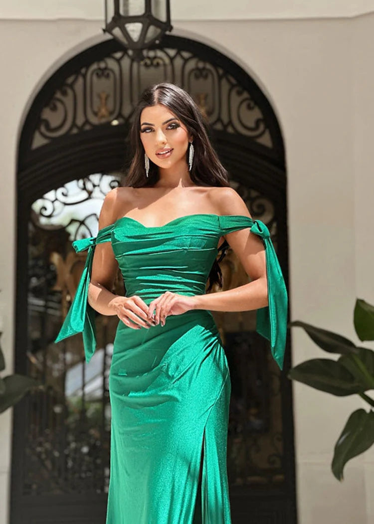 DingJiDress Prom Dresses Hot Mermaid Off The Shoulder Zipper Up With Slit