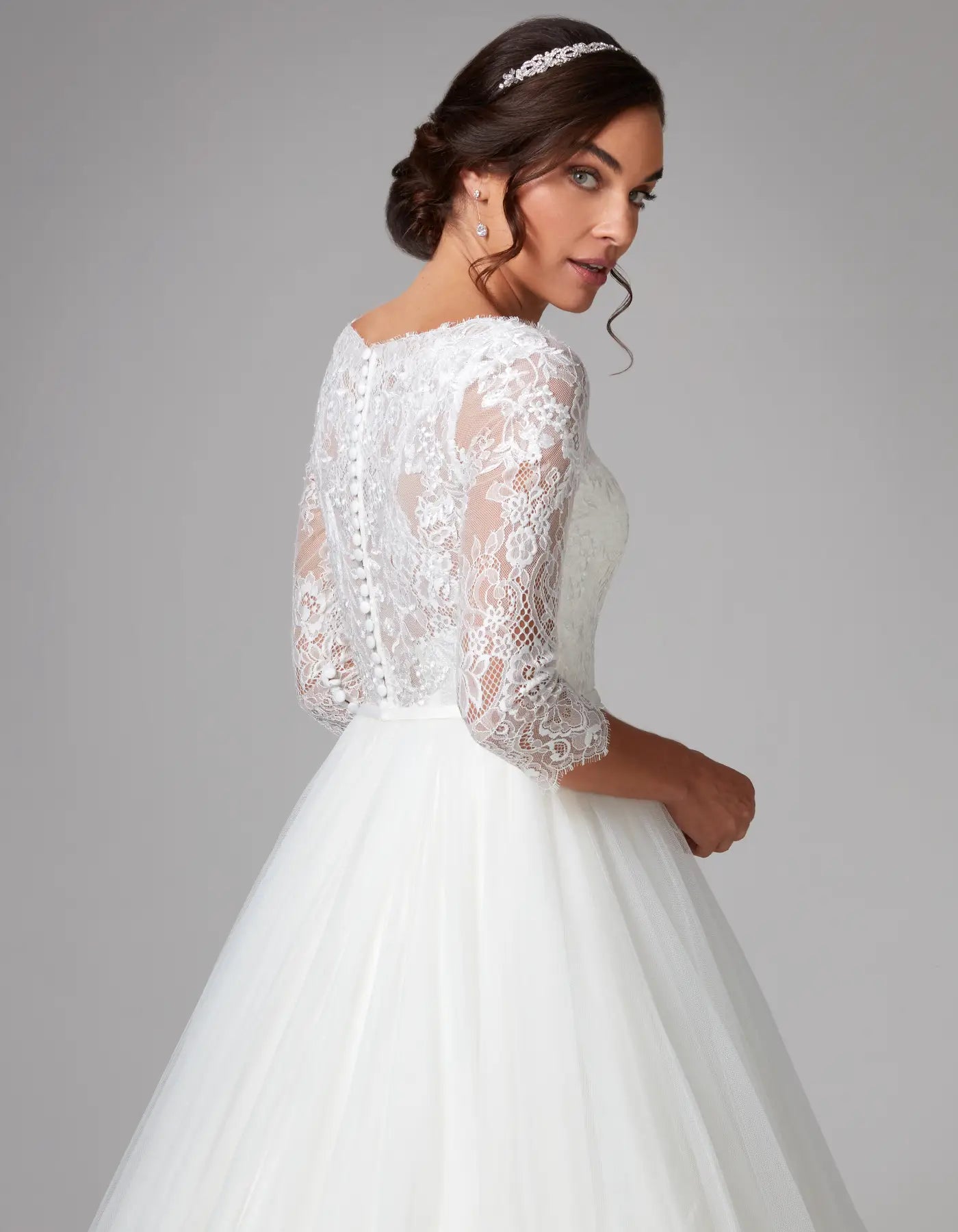 DingJiDress an eye-catching ball gown with romantic lace sleeves