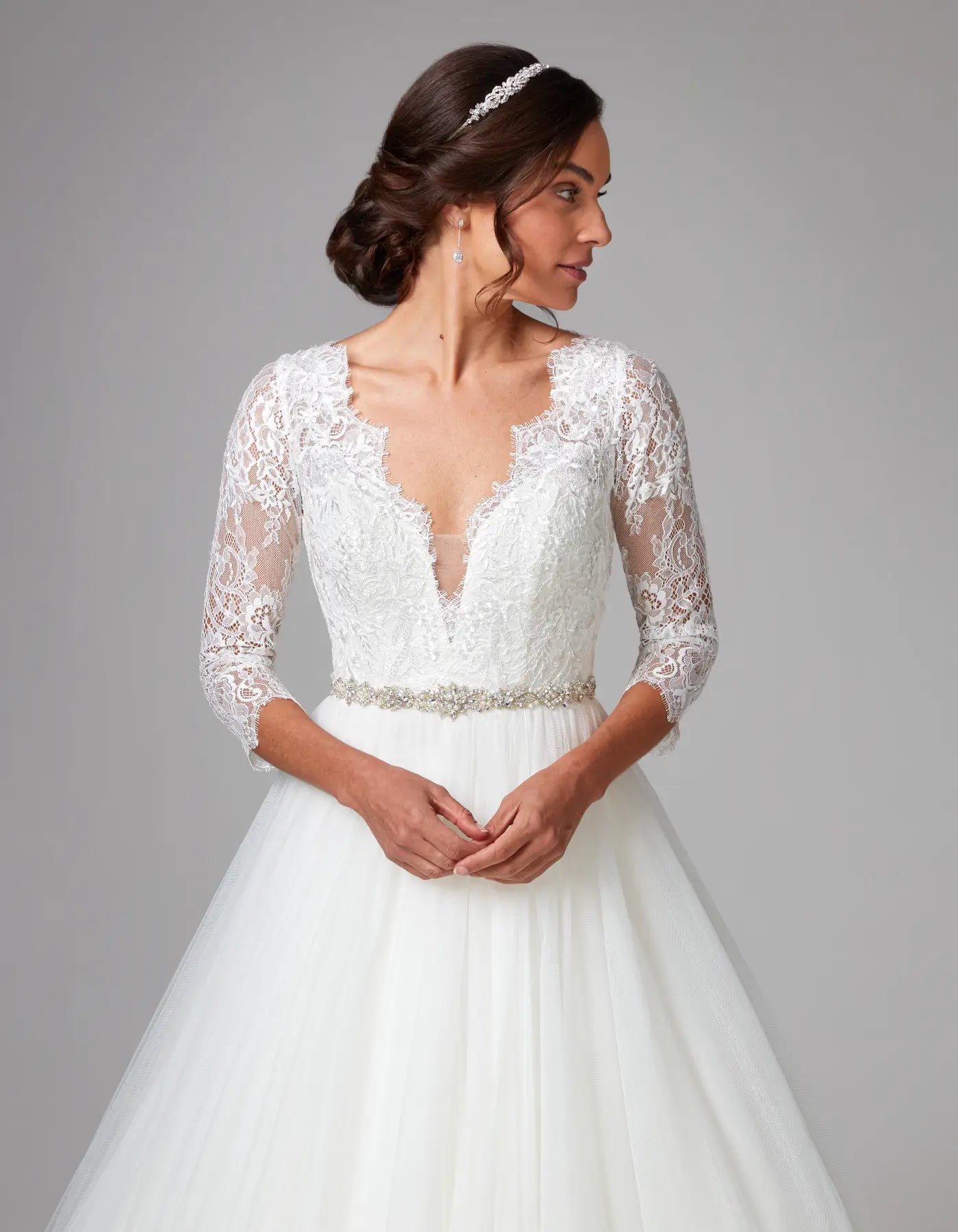 DingJiDress an eye-catching ball gown with romantic lace sleeves